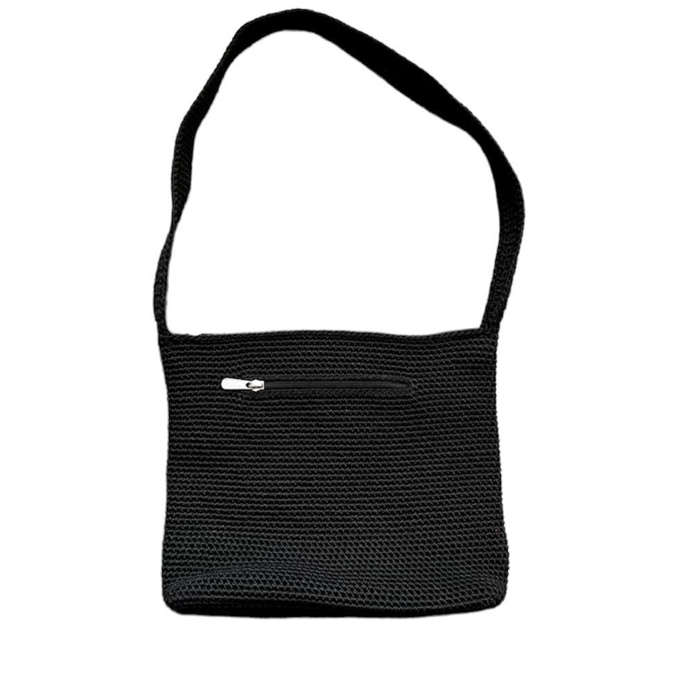 The Sak Original Crochet Knit Black Purse Shoulder Bag Medium Handbag